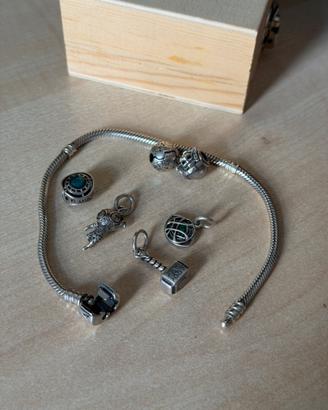 PANDORA BRACCIALE + CHARM ARGENTO STERLING
