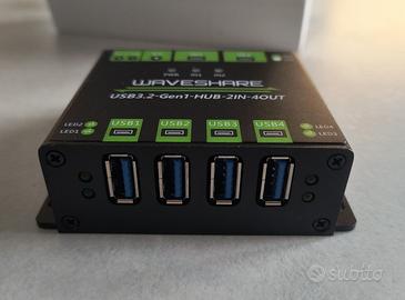 Waveshare USB 3.2 2IN-4OUT HUB USB industriale