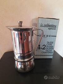 Caffettiera vintage PratiKa in acciaio 4/2 tazze