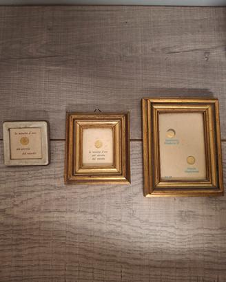 Lotto 3 Quadretti Vintage Monete Miniaturizzate
