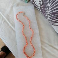 Collana corallo rosa rosso con chiusura argentata