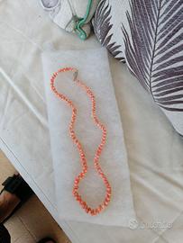 Collana corallo rosa rosso con chiusura argentata