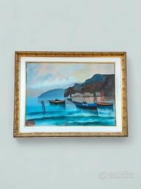 Quadro Dipinto a Olio/tempera Paesaggio Costiero