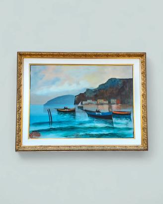 Quadro Dipinto a Olio/tempera Paesaggio Costiero