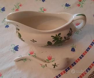 Salsiera e cucchiaio - ceramica Vecchia Lodi