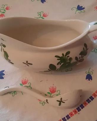 Salsiera e cucchiaio - ceramica Vecchia Lodi