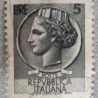 Raro francobollo 5 Lire Italia