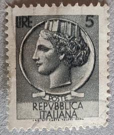 Raro francobollo 5 Lire Italia