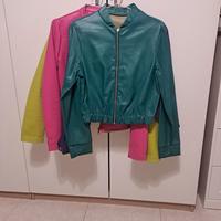 Giacchino in simil pelle color verde ottanio