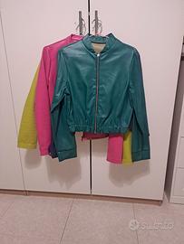 Giacchino in simil pelle color verde ottanio