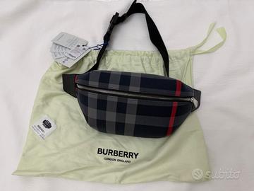 Marsupio burberry uomo check grigio blu sonny