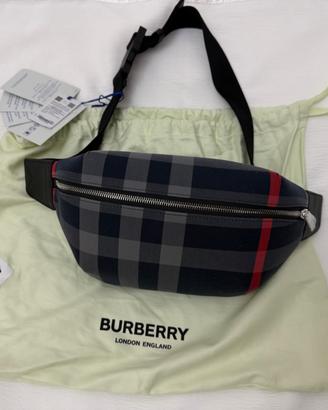 Marsupio burberry uomo check grigio blu sonny