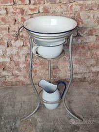 Set toeletta da bagno in latta smaltata