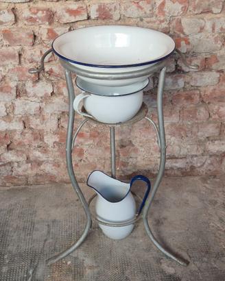 Set toeletta da bagno in latta smaltata