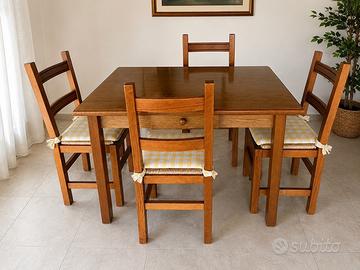 Tavolo in legno + 4 sedie – Set sala da pranzo