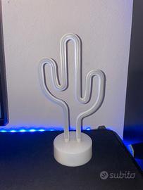 Lampada Neon LED Cactus con Base - Luce da Tavolo