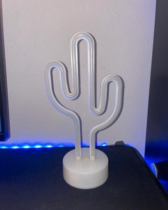 Lampada Neon LED Cactus con Base - Luce da Tavolo