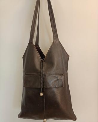 borsa in pelle marrone 