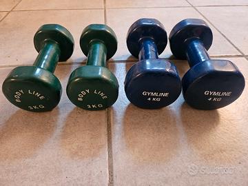 Set manubri gommati - Coppia 3kg e coppia 4kg