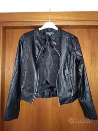Giacca biker ecopelle nera donna