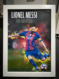 Quadretto / Cornice bianca / Quadro Lionel Messi
