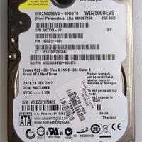 Hard disk 250GByte 2.5" SATA Western Digital