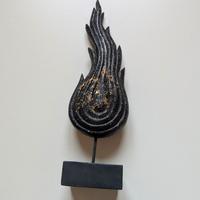 fuoco/fiamma nera con foglia oro - decorazione cas