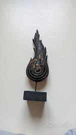 fuoco/fiamma nera con foglia oro - decorazione cas