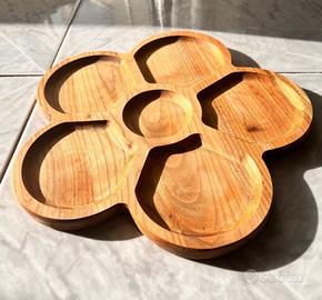 Vassoio tagliere legno 6 scomparti snack aperitivo