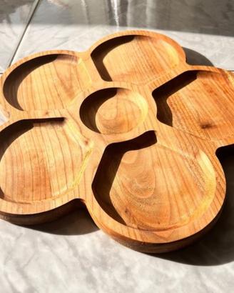 Vassoio tagliere legno 6 scomparti snack aperitivo