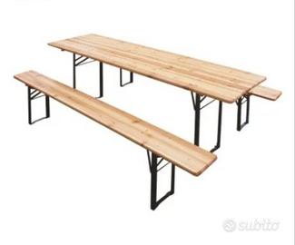 Set birreria tavolo + 2 panche pieghevoli 