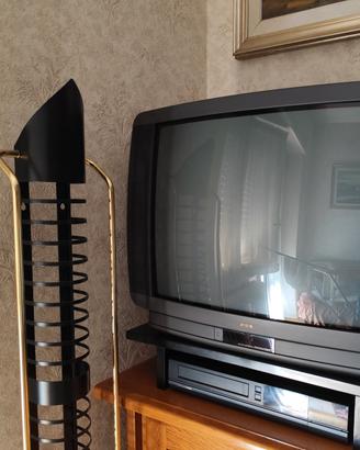 televisore 28 pollici e porta video cassette 