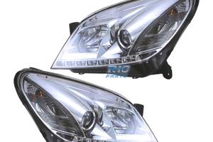 FARI OPEL ASTRA H 04-09 LUCE DIURNA LED FONDO CROM