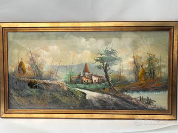 Quadro dipinto con cornice 133x75
