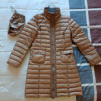 Piumino lungo in vera piuma d' oca color bronzo