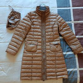 Piumino lungo in vera piuma d' oca color bronzo