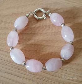Bracciale Argento 925 & Quarzo Rosa