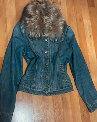Giacca jeans Silvian Heach xs vera pelliccia
