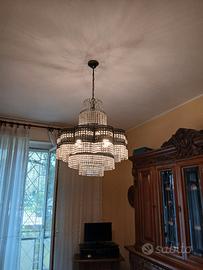 Lampadario in cristallo e ferro battuto