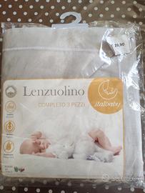 completo 3 pezzi lenzuoli per lettino Italbaby 