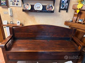 Panca/divano in legno massello con contenitore