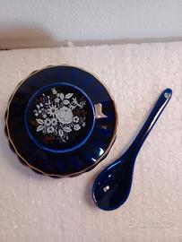Portagioie Blu & Cucchiaio in Porcellana Limoges 