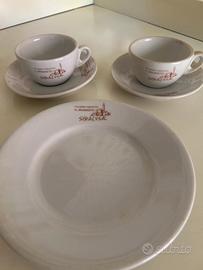 Set tazze +piatto vintage villaggio minareto sirac