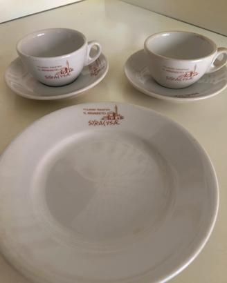Set tazze +piatto vintage villaggio minareto sirac