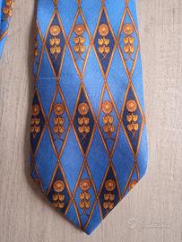 Cravatta Lanvin pura seta blu oro