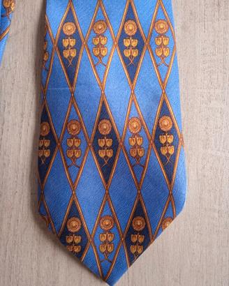 Cravatta Lanvin pura seta blu oro