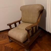 Poltrona pelle e legno