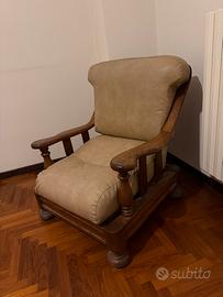 Poltrona pelle e legno