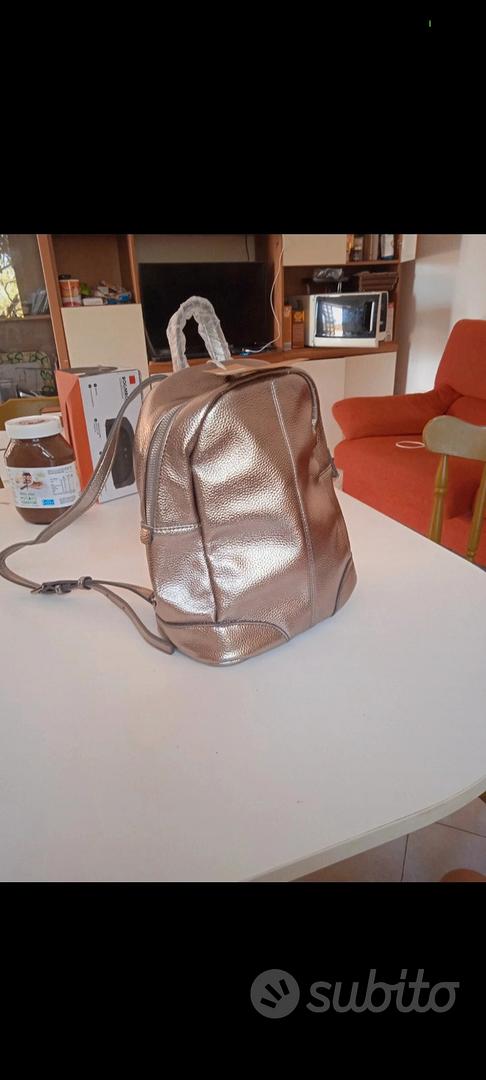Zaino Mini Knomo Beaux 11 &ndash; Grigio Heather (#19-402) &ndash; Nuovo Con Etichette &ndash; Nylon E Pelle