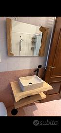 piano lavabo in legno massello 